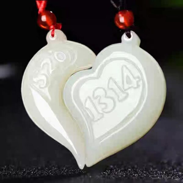 A pair of white jade couples with jade pendants for men and women