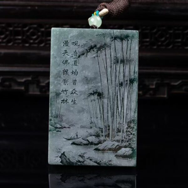 Jade Nanhai Guanyin brand double-sided Seiko video carving high-ice jade pendant, big Guanyin pendant, jade pendant.