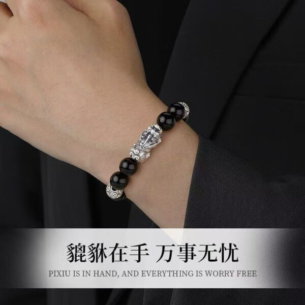 High-end obsidian Pixiu bracelet for men, perfect as a Valentine's Day or birthday gift for boyfriend.