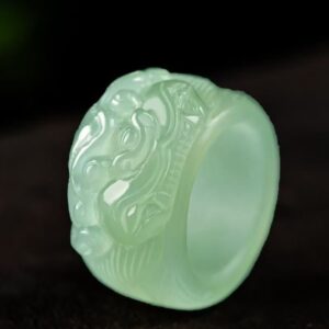 Pure natural jade pixiu jade finger ring bring in wealth and treasure jade ring men's domineering thumb jade finger ring jade ring