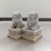 Stone carving, stone bluestone, small stone lion ornament, a pair of carving door gatekeepers, town house home courtyard feng shui stone lions