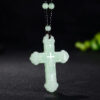 Light jade light green cross pendant Cross necklace Unisex pendant