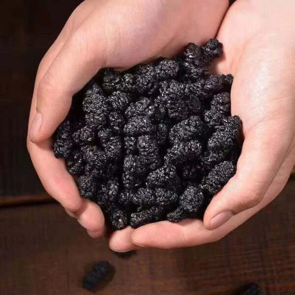 Large-grained, authentic, premium-grade dried black mulberries