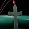Hetian jade green jade cross pendant, unisex jade pendant, cross-shaped necklace, jade pendant, jade gift.
