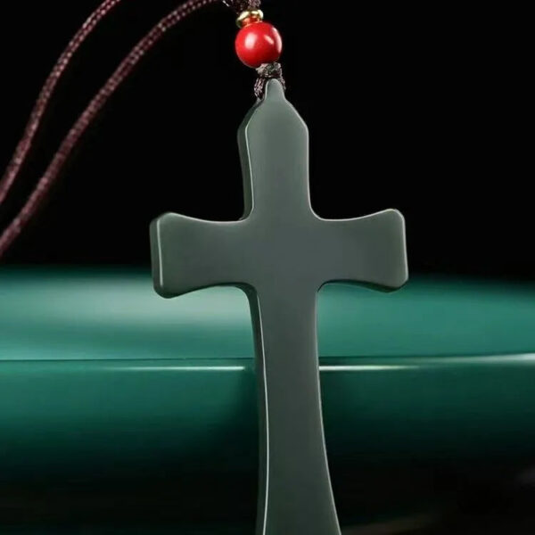 Hetian jade green jade cross pendant, unisex jade pendant, cross-shaped necklace, jade pendant, jade gift.