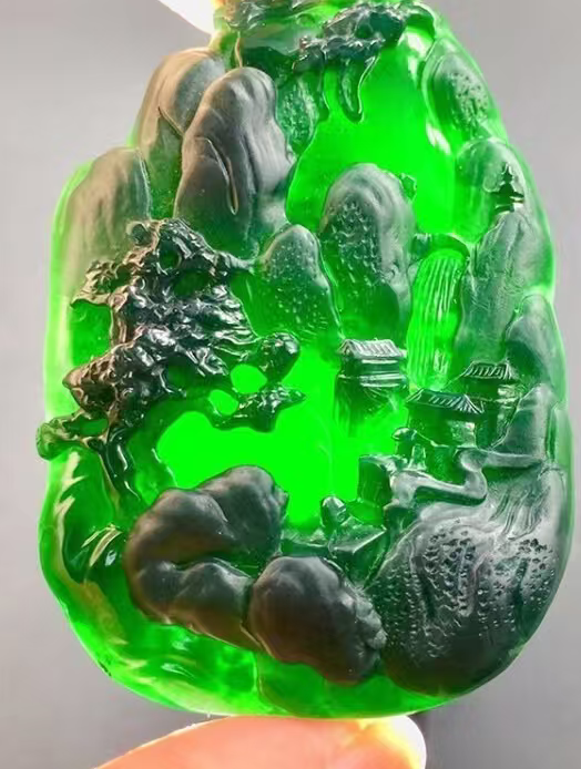 Landscape figures carved jade