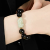 Hetian jade Pixiu silver bracelet for men, obsidian bracelet, high-end style, perfect as a 520 gift for your boyfriend.