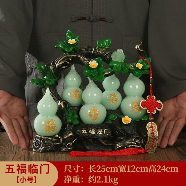 Lucky jade gourd ornament Wufu Linmen housewarming new home gift feng shui living room wine cabinet entrance home decoration