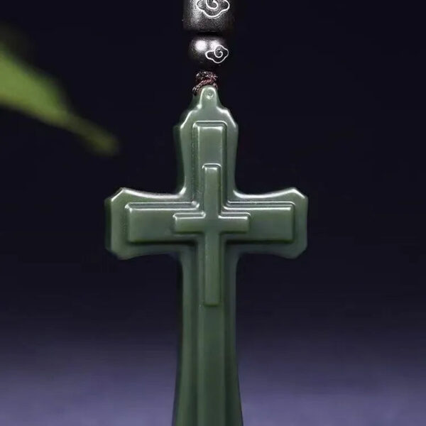 Hetian jade green jade cross pendant, unisex jade pendant, cross-shaped necklace, jade pendant, jade gift.