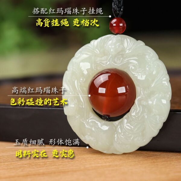 Natural Hetian jade pendant, Erlong play beads, men's and women's safety Pixiu necklace, men's jade pendant, women's jade lanyard