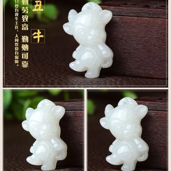 Genuine natural Xinjiang Hetian white jade twelve zodiac animal pendants for men and women